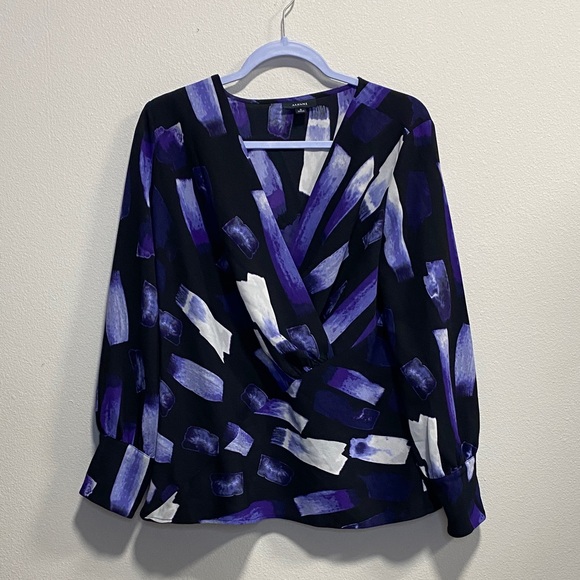 Alfani | Size M | Purple Abstract Surplice Faux‎ Wrap Blouse - Picture 3 of 11